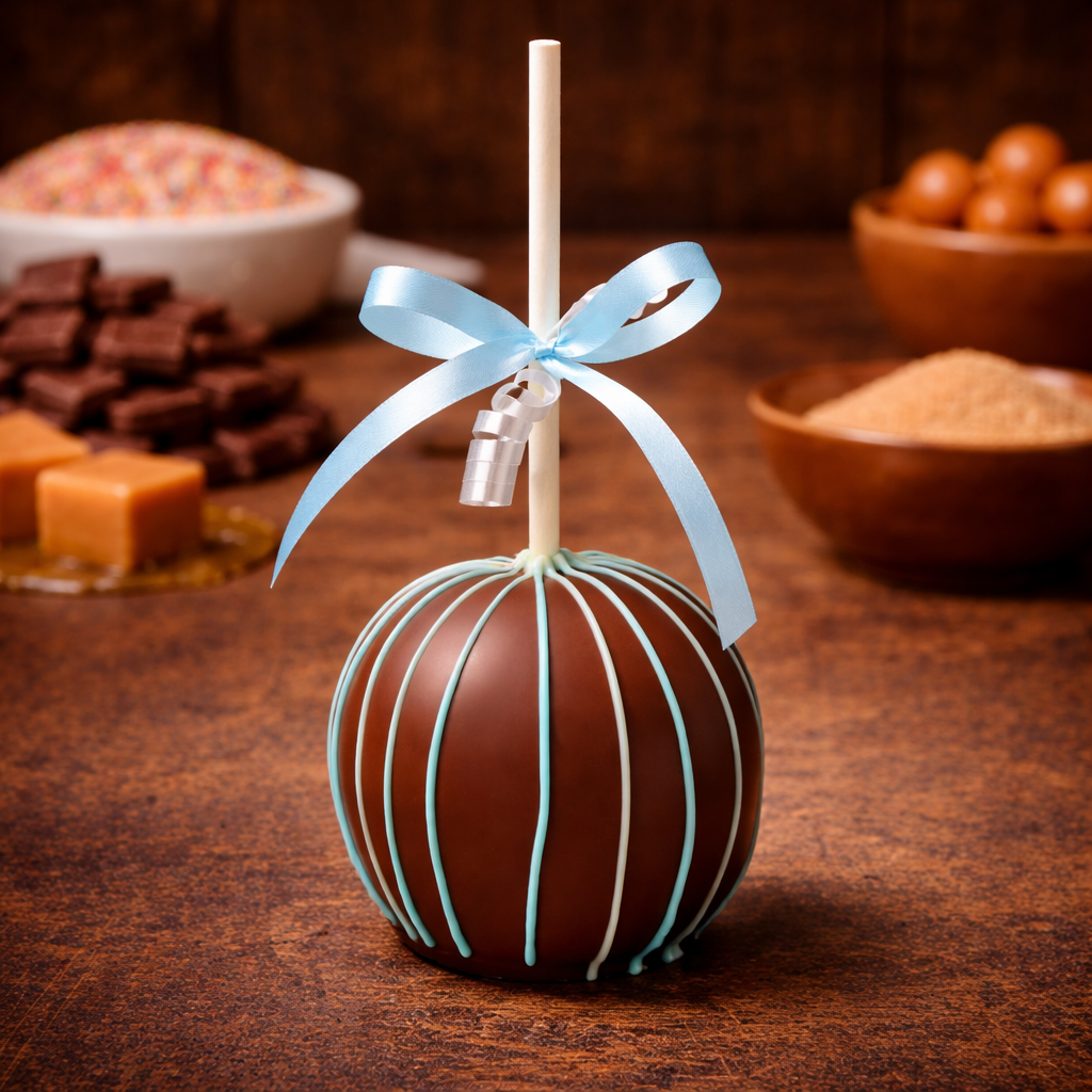 Striped Chocolate Caramel Apple