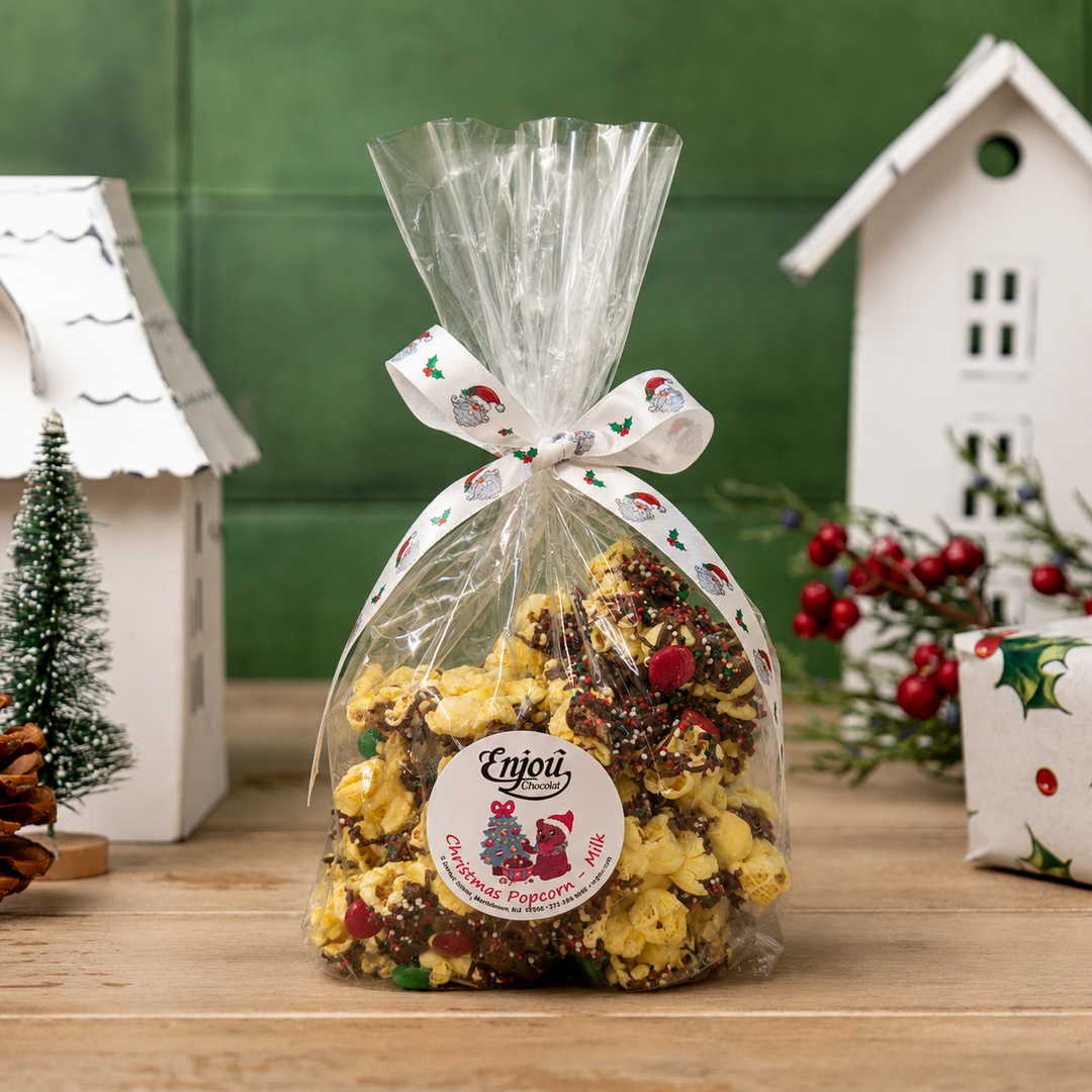 Christmas Holiday Themed Chocolate Covered Popcorn