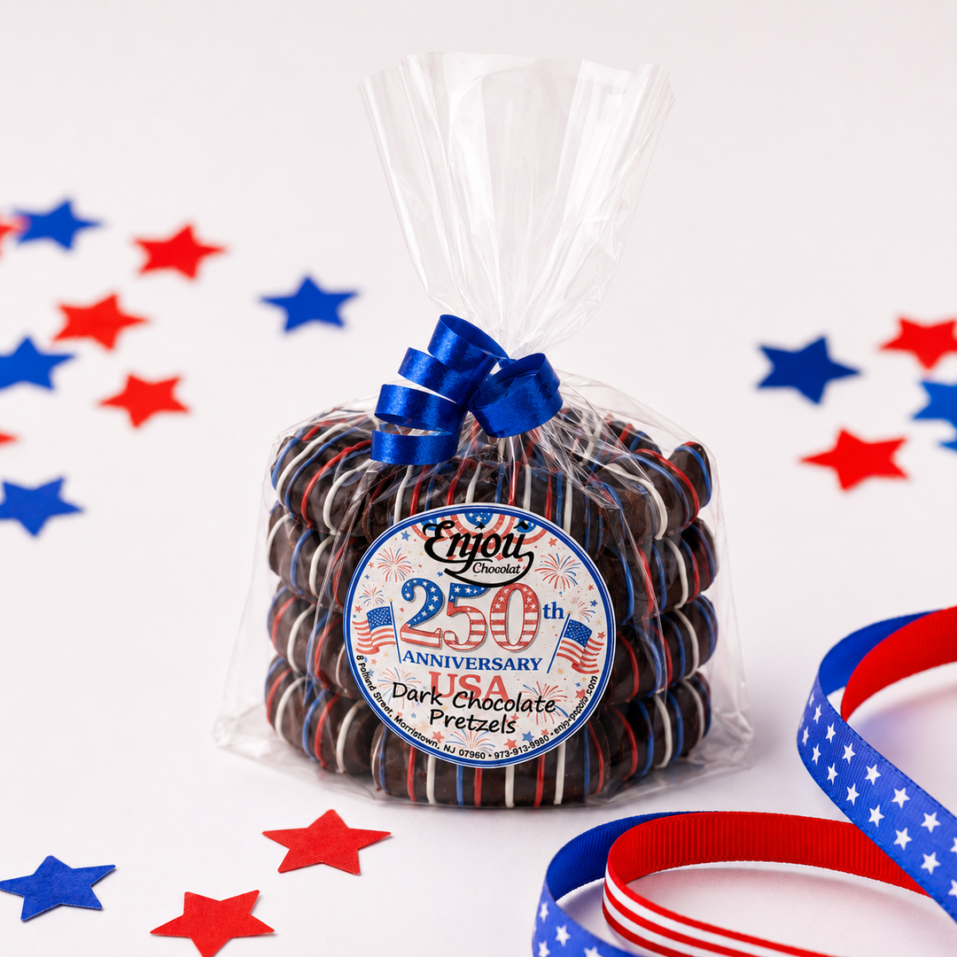 Red, White &amp; Blue Striped Chocolate Pretzels