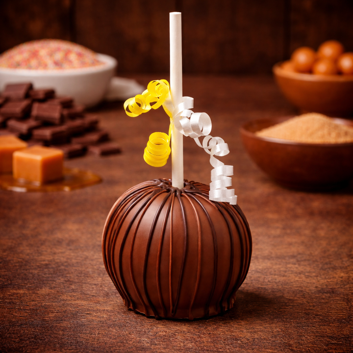 Striped Chocolate Caramel Apple