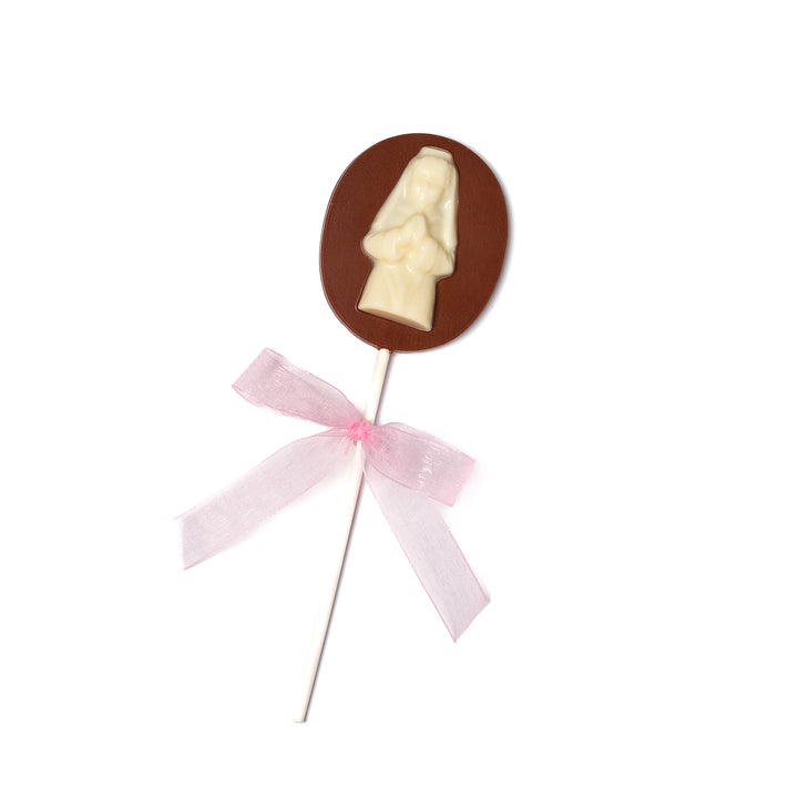 Oval Lolly with Boy or Girl Praying