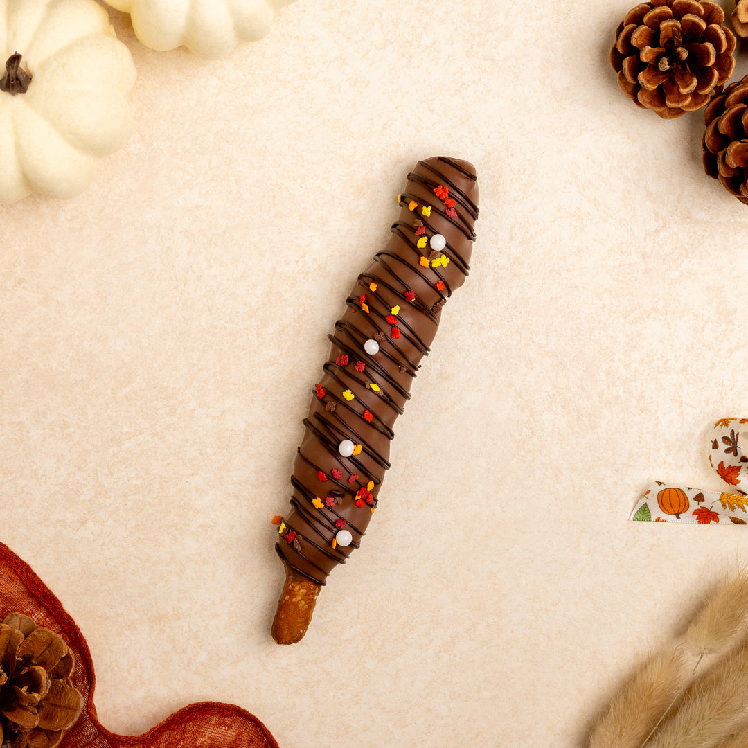 Fall Caramel + Chocolate Pretzel Rod