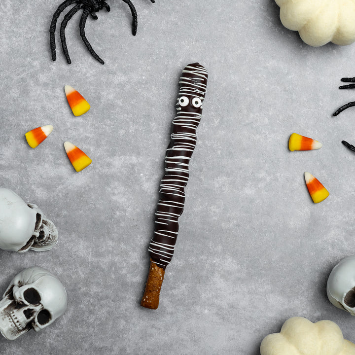 Halloween Caramel + Chocolate Pretzel Rod