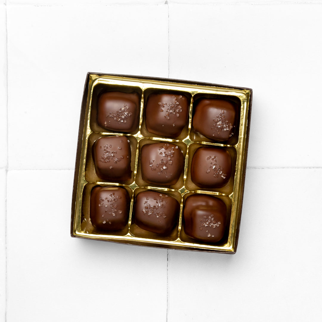 Nut Free Sea Salt Caramels, Dark