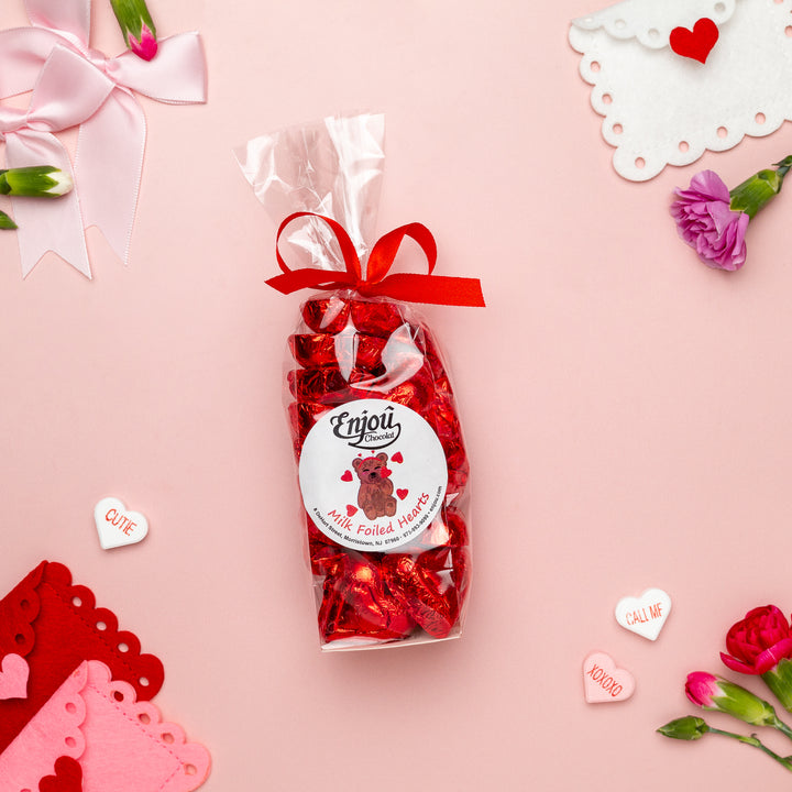 Milk Chocolate Red Foiled Hearts