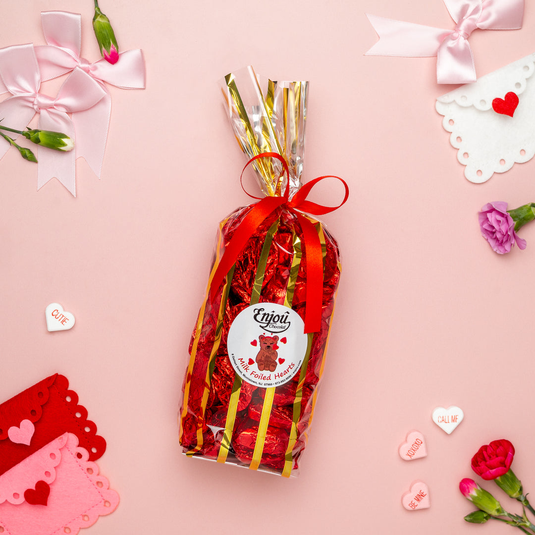 Milk Chocolate Red Foiled Hearts