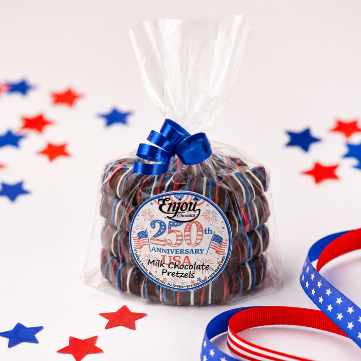 Red, White &amp; Blue Striped Chocolate Pretzels