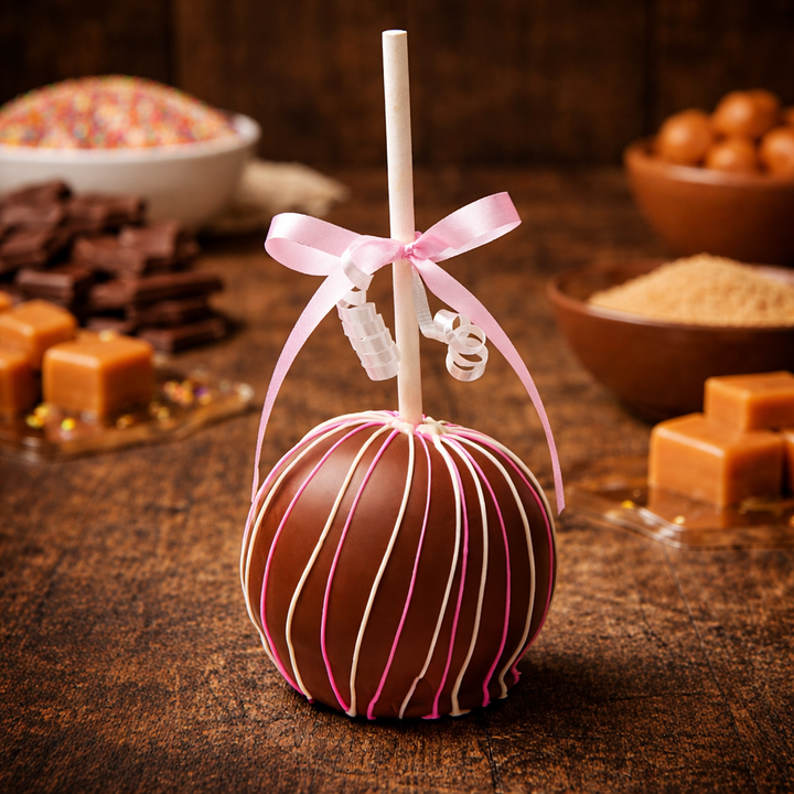 Striped Chocolate Caramel Apple