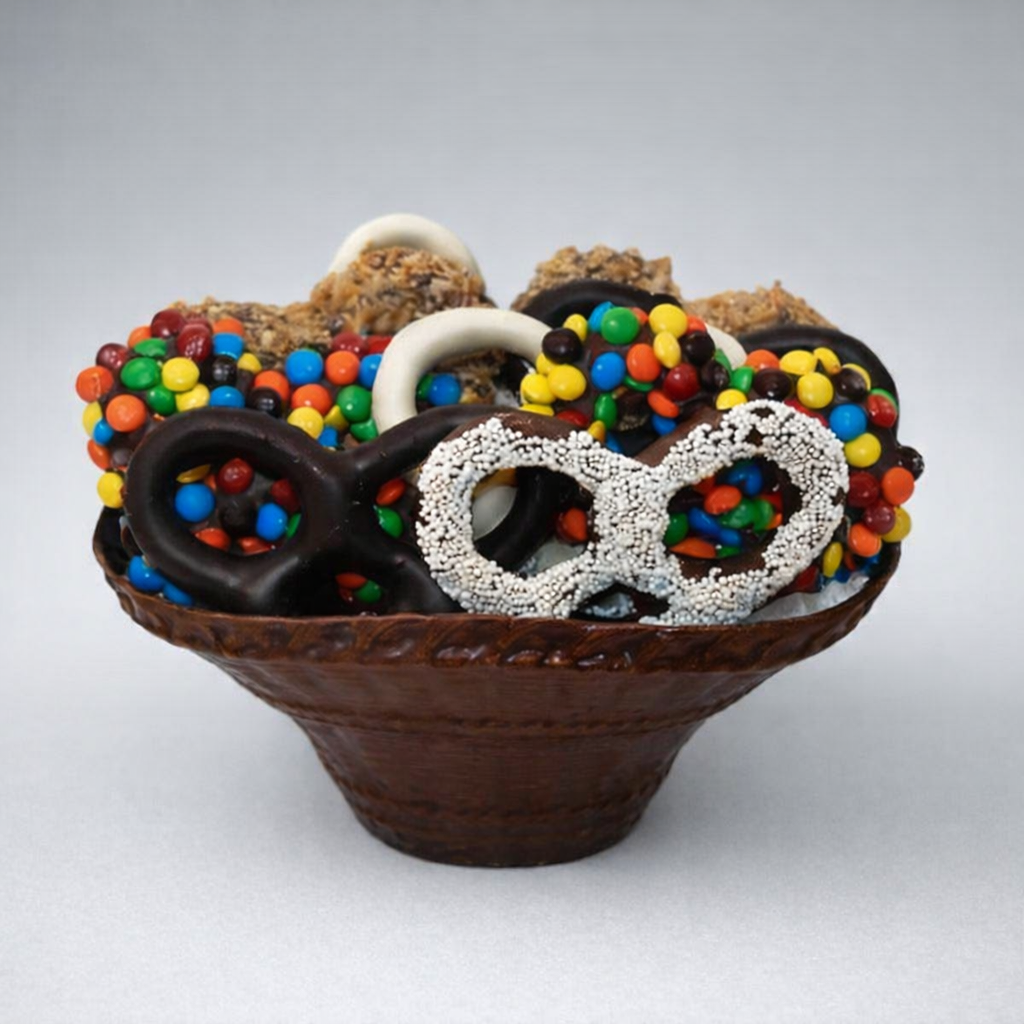 Edible Basket with Chocolate Covered Pretzels