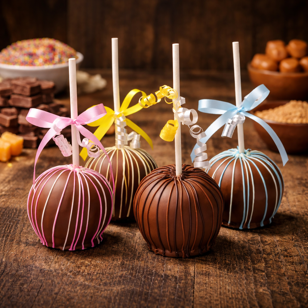 Striped Chocolate Caramel Apple