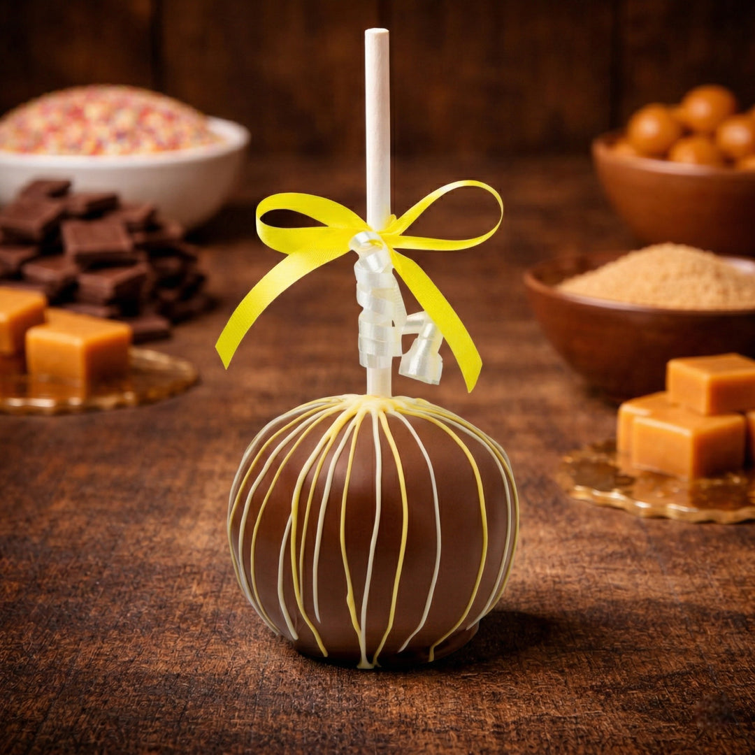 Striped Chocolate Caramel Apple