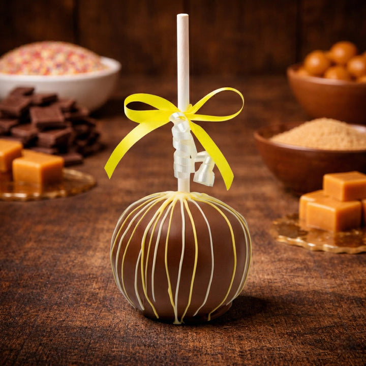 Striped Chocolate Caramel Apple