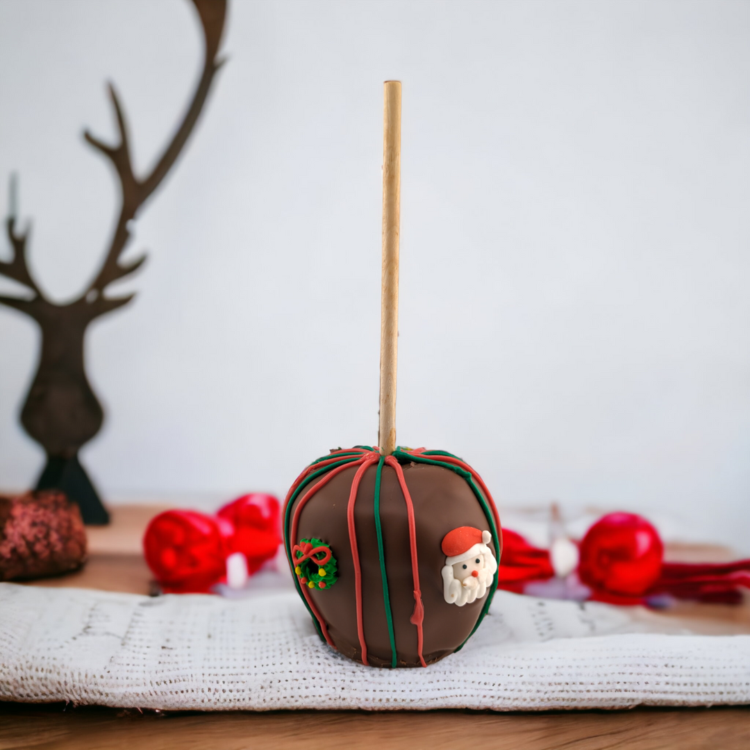 Christmas Themed Chocolate Caramel Apples