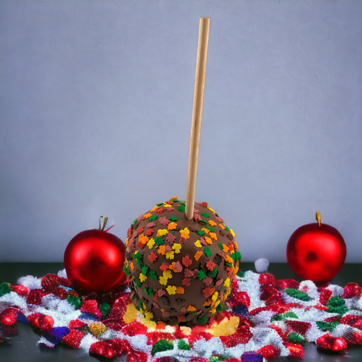 Christmas Themed Chocolate Caramel Apples