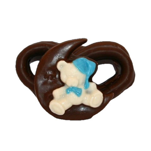 Bear on the Moon with Chocolate Covered Pretzel