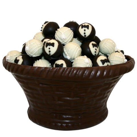 Edible Basket with Bride and Groom Truffles