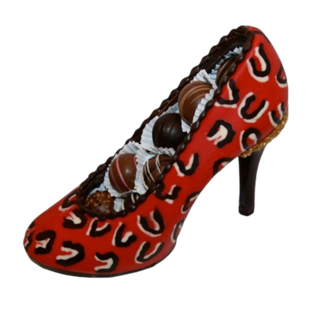 Designer Red Squiggle High Heel Shoe
